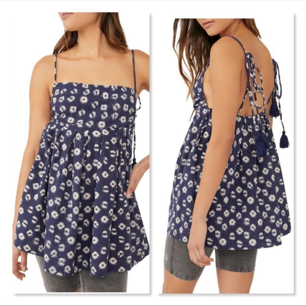Free People Indigo Molly Tunic Top Size XS